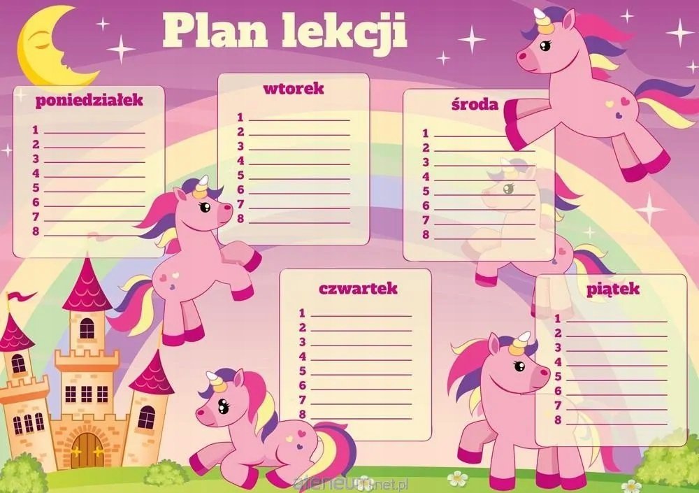 Plan Lekcji Do Druku Kucyki Pony - Plan Lekcji Kucyki Jednorożce Tabliczka Mnożenia - GoDan | Sklep EMPIK.COM