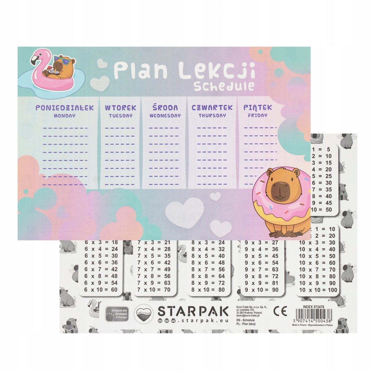 PLAN LEKCJI z tabliczką mnożenia KAPIBARA - inna (Inny) | Sklep EMPIK.COM
