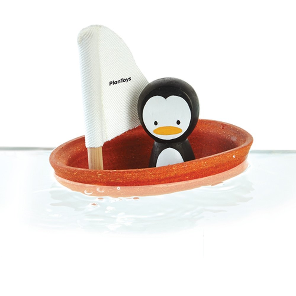Plan Toys, zabawka do kąpieli Żaglówka z pingwinem
