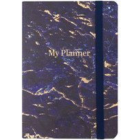 Planer książkowy dzienny A5 marmurowy granatowo-złoty na gumkę Paperdot