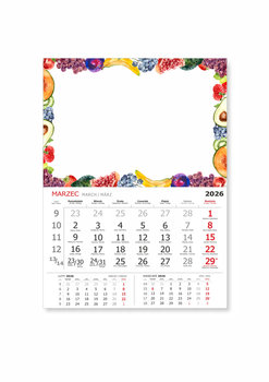 Planer magnetyczny 2026 – kalendarz 29x39 cm na lodówkę, suchościeralny z dużym polem do notatek i czytelnym kalendarium, solidny magnes trzyma się metalu, praktyczny terminarz domowy i biurowy, nowoczesny design i szybka wysyłka OWOCE - JUFIMI