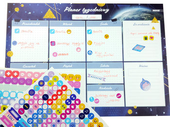 Planer tygodniowy bezdatowy z naklejkami B4, 52 arkusze, mix wzorów - REXUS