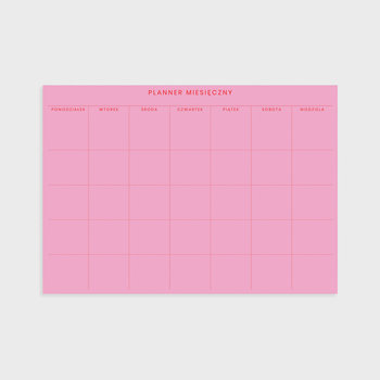 Planner miesięczny A4, Pink & red