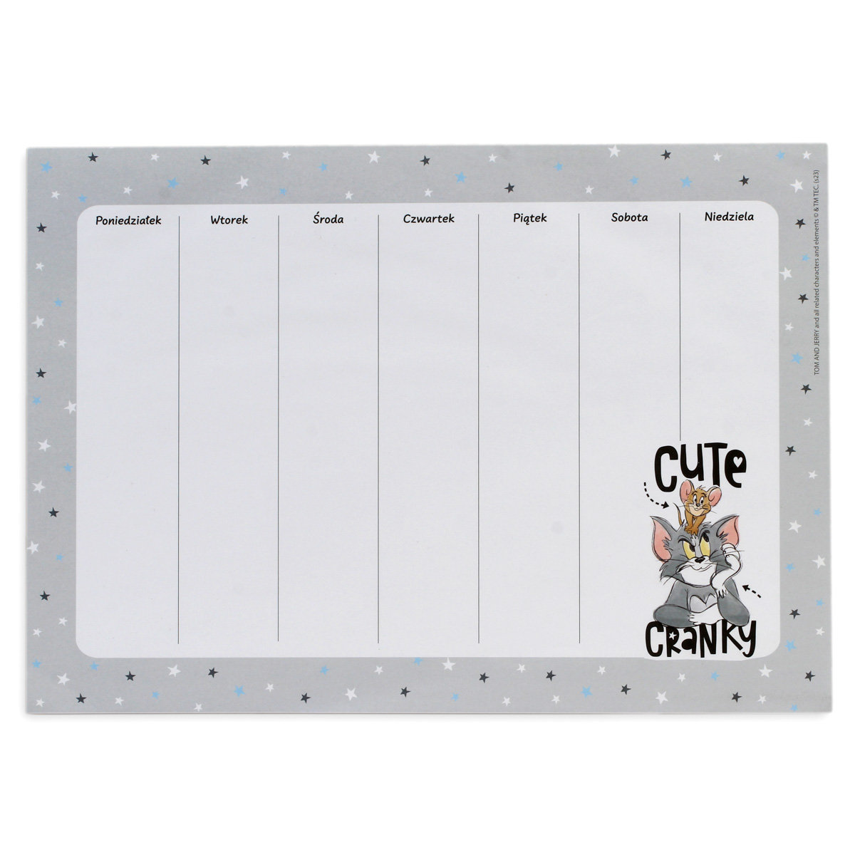 Planner Tygodniowy, Tom and Jerry, Biały, Gwiazdki Empik Sklep