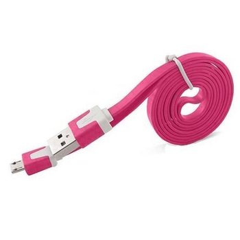 Płaski kabel do ładowania micro USB 1m - Różowy. - EtuiStudio