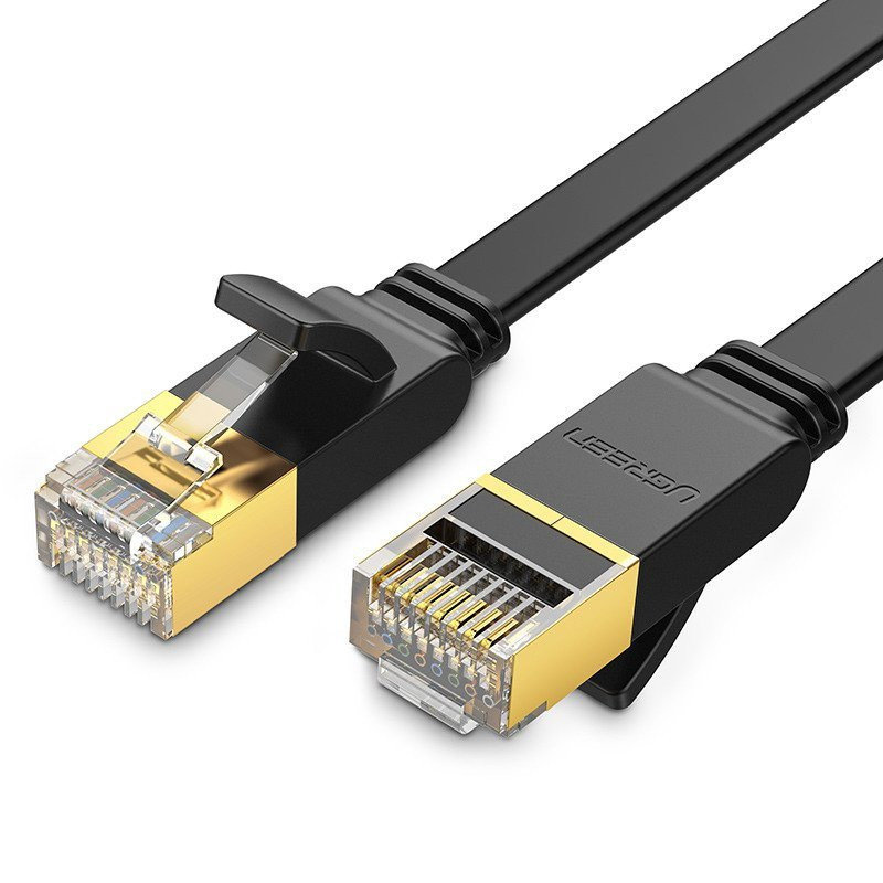 Płaski kabel sieciowy UGREEN NW106 Ethernet RJ45, Cat.7, STP, 8m (czarny)-Zdjęcie-0