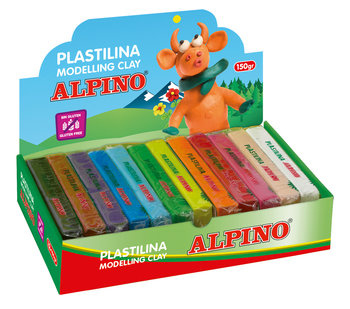 Plastelina bezglutenowa ALPINO 150g x 12 kolorów DISPLAY - Alpino