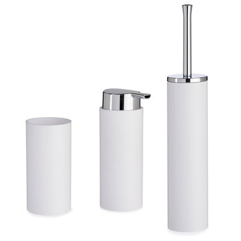 Plastikowe akcesoria do łazienki ze srebrnymi uchwytami, 3 elementy - BERILO