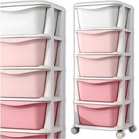 PLASTIKOWY REGAŁ POJEMNIK KOSZ ZABAWKI SZUFLADY MOBILNY 5 PÓŁEK ORGANIZER