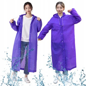 Płaszcz Przeciwdeszczowy Kaptur Rozpinany Peleryna Uniwersalny Fioletowy - Korbi