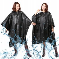 Płaszcz Przeciwdeszczowy Peleryna Z Kapturem Poncho Pcv Unisex Czarny Korbi