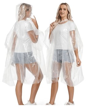 Płaszcz Przeciwdeszczowy Peleryna Z Kapturem Poncho Ponczo Przezroczysty - Melibra