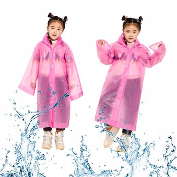 Płaszcz Przeciwdeszczowy Z Kapturem Rozpinany Dla Niskich Osób Różowy - Korbi