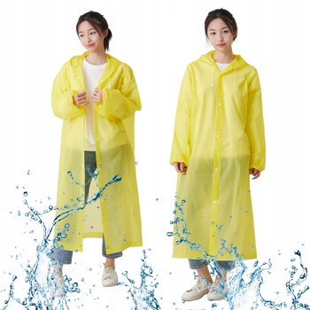 Płaszcz Przeciwdeszczowy Z Kapturem Rozpinany Peleryna Uniwersalny Żółty - Korbi