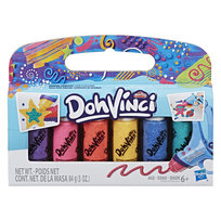 Play-Doh DohVinci, tuby uzupełniające, 6-pack brokatowe, E0340/E0480