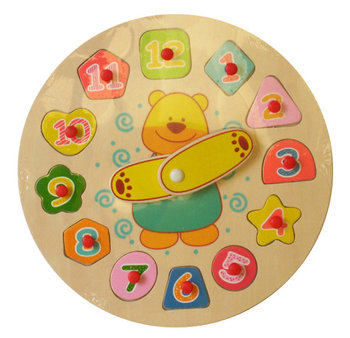 Playme , puzzle, Miś, Drewniany Zegar do Nauki Czasu - Playme Brimarex