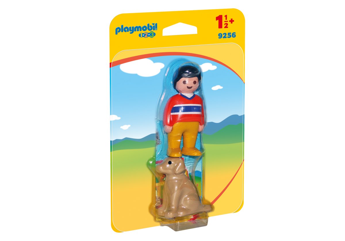 Playmobil 1.2.3, klocki Mężczyzna z psem, 9256