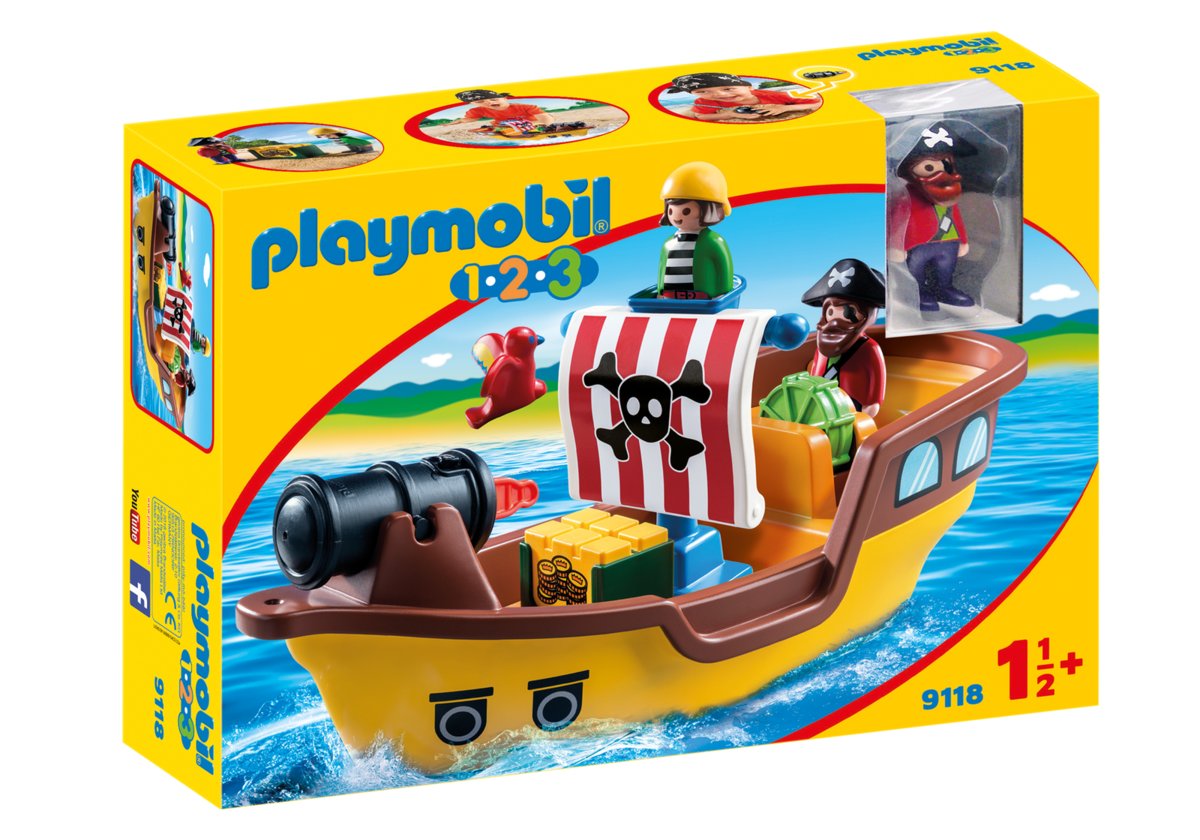 Playmobil 1.2.3, klocki Statek piracki, 9118