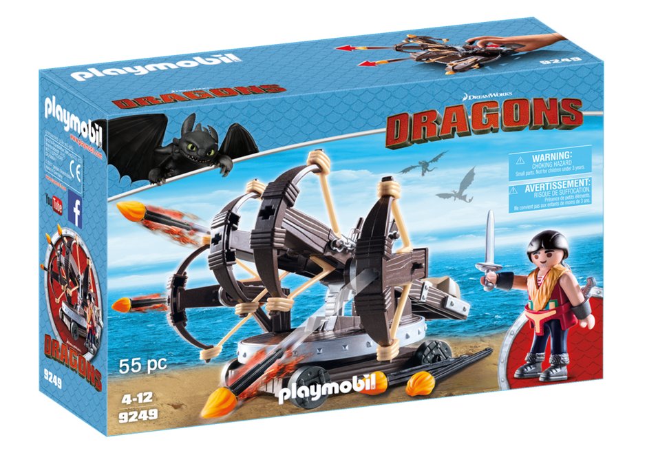 Playmobil Dragons, klocki Eret z czterema ognistymi strzałami balistycznymi, 9249