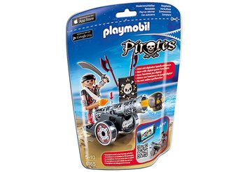 Playmobil, klocki Czarna armata z aplikacją i piratem, 6165 - Playmobil