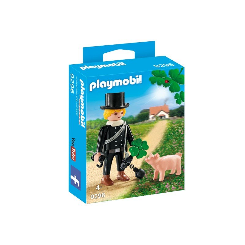 Playmobil, klocki Kominiarz z czterolistną koniczynką i świnką, 9296