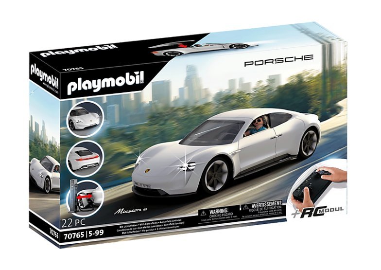 PLAYMOBIL Porsche Mission E – Remote Control Electric Car Toy With Lights & Sounds, Charging Station