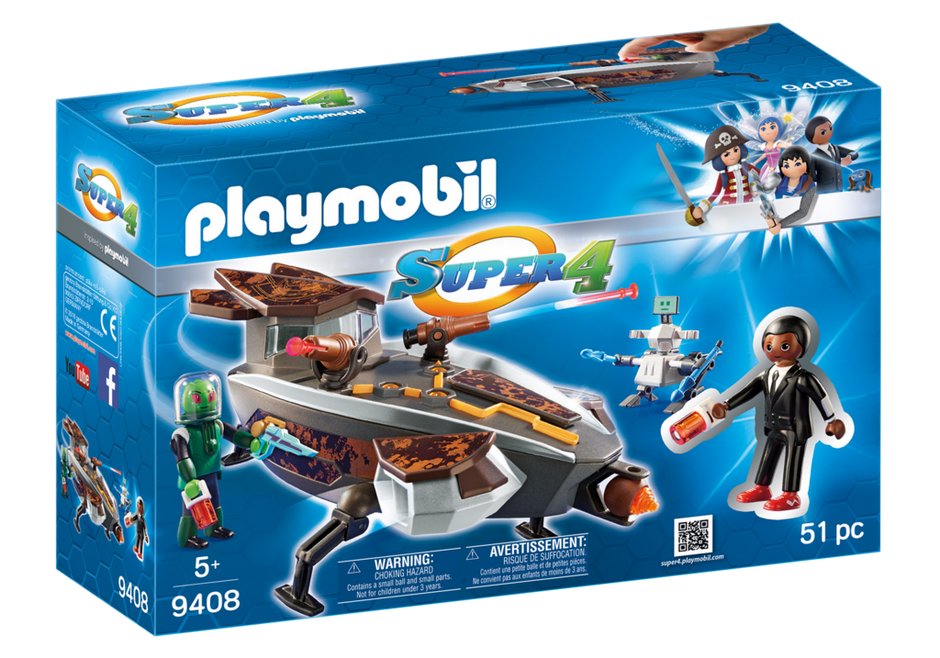 Playmobil Super 4, klocki Pojazd latający z Gene, 9408