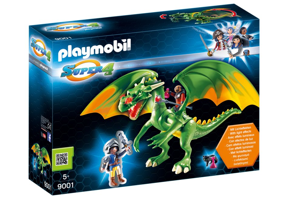 Playmobil Super 4, klocki Smok krainy rycerzy z Alexem, 9001