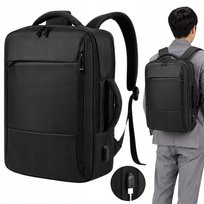 PLECAK BIZNESOWY MĘSKI NA LAPTOP USB ELEGANCKI CZARNY POJEMNY MIEJSKI