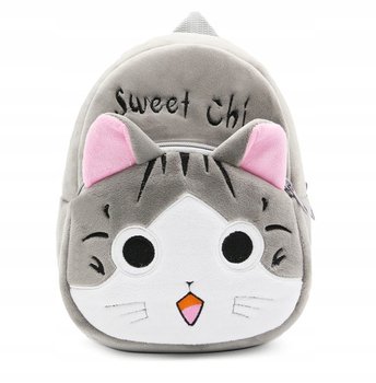 Plecak dla przedszkolaka dziewczynki jasnoszary kotek Kawaii dwukomorowy - Inna marka