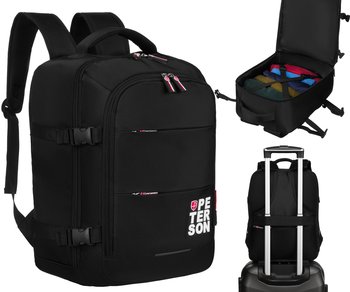 PLECAK DO SAMOLOTU 40X30X20 BAGAŻ KABINOWY WIZZAIR RYANAIR PODRĘCZNY MOCNY LEKKI PETERSON CZARNY - Peterson