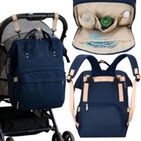 Plecak do wózka torba dla mam organizer miejski dla taty Rovicky duży mommy bag granatowy