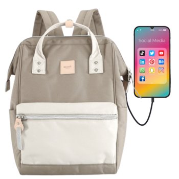 Plecak Himawari miejski dla kobiet damski wielofunkcyjny na laptopa z USB do pracy na uczelnię szkolny kawowy - Himawari