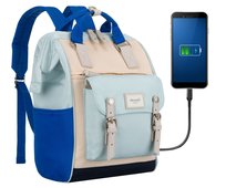 Plecak Himawari pojemny modny z USB i miejscem na laptopa do szkoły pracy modny na uczelnię kremowy Himawari
