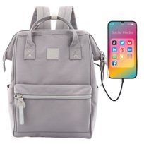 Plecak Himawari sportowy modny do szkoły z portem USB damski na uczelnię na laptopa do pracy szary