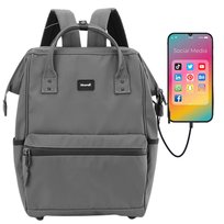 Plecak Himawari wodoodporny z USB na laptopa 40x30x20 pojemny do szkoły pracy na uczelnię podróżny bagaż podręczny ciemny szary