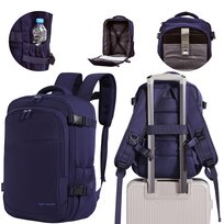 Plecak kabinowy WINGS 40x25x20 cm do Ryanair i Wizz Air, 20L, nylon, niebieski, kieszeń na laptop 14”