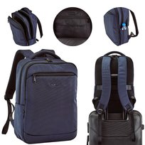 Plecak męski WINGS na laptop 15,6” 18L miejski do pracy i szkoły, pas na walizkę, kieszenie boczne Wings