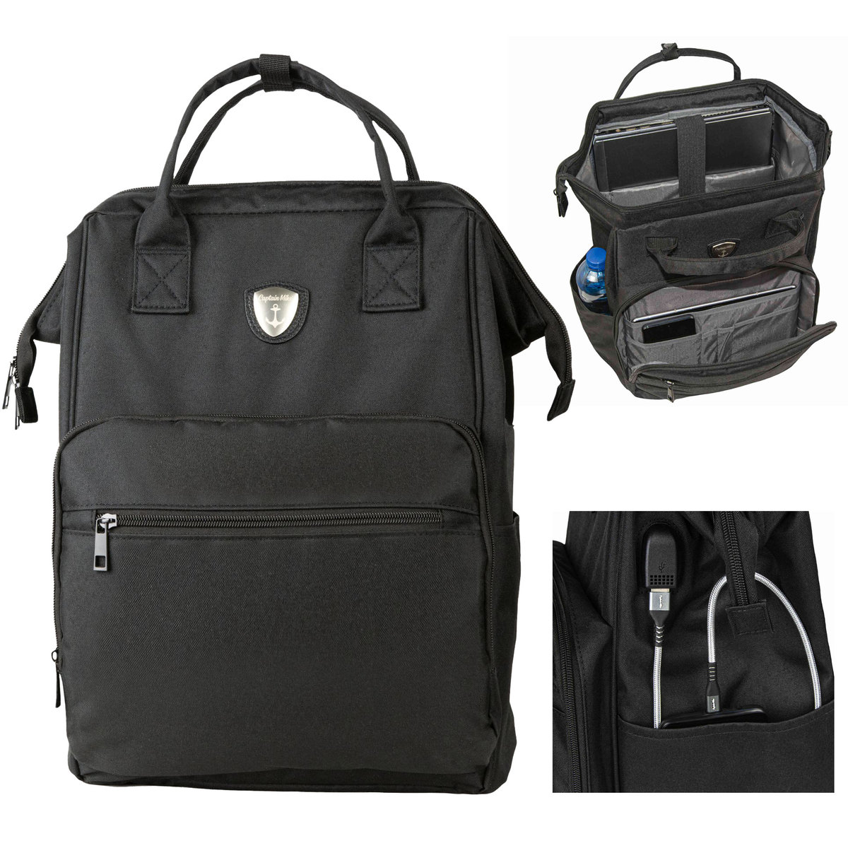 Plecak miejski na laptop, tablet z gniazdem USB Captain Mike 17L