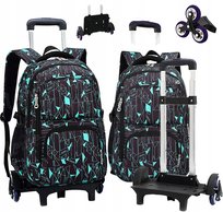 Plecak na kółkach dla dzieci, geometryczny, czarny, Ziranyu