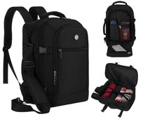 Plecak podróżny bagaż kabinowy podręczny 40x20x25 do samolotu torba podróżna z paskiem na ramię Peterson czarna