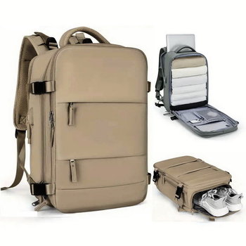 Plecak podróżny D-Pro Nylon Backpack V2 USB bagaż podręczny do samolotu torba na laptopa 4x30x1cm (Beżowy brąz) - Inna marka