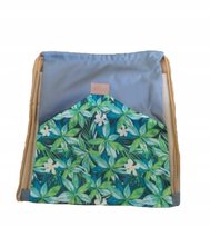 PLECAK PREMIUM 33x38 cm SZARY 220g SZNUREK MUSZTARDOWY Kwiaty Zielone Allbag