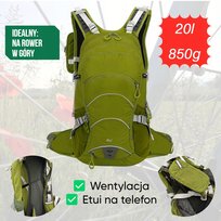 Plecak rowerowy turystyczny 20l wentylowany wodoodporny trekking góry Inna marka