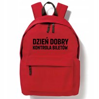 Plecak Szkolny Czerwony DZIEŃ DOBRY KONTROLA BILETÓW Zabawne Młodzieżowe Wz
