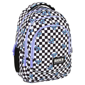 Plecak szkolny dla dziewczynki BackUp szachownica nietoperz fioletowy - BackUp