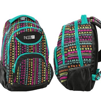 Plecak szkolny dla dziewczynki czarny Paso  trzykomorowy - Paso