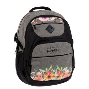 Plecak szkolny dla dziewczynki czarny Starpak kwiaty jednokomorowy - Starpak