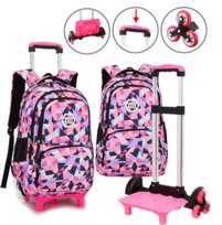 Plecak szkolny dla dziewczynki, geometryczny, różowy, Ziranyu