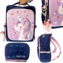 Plecak szkolny dla dziewczynki, jednorożec, granatowy, Ziranyu
